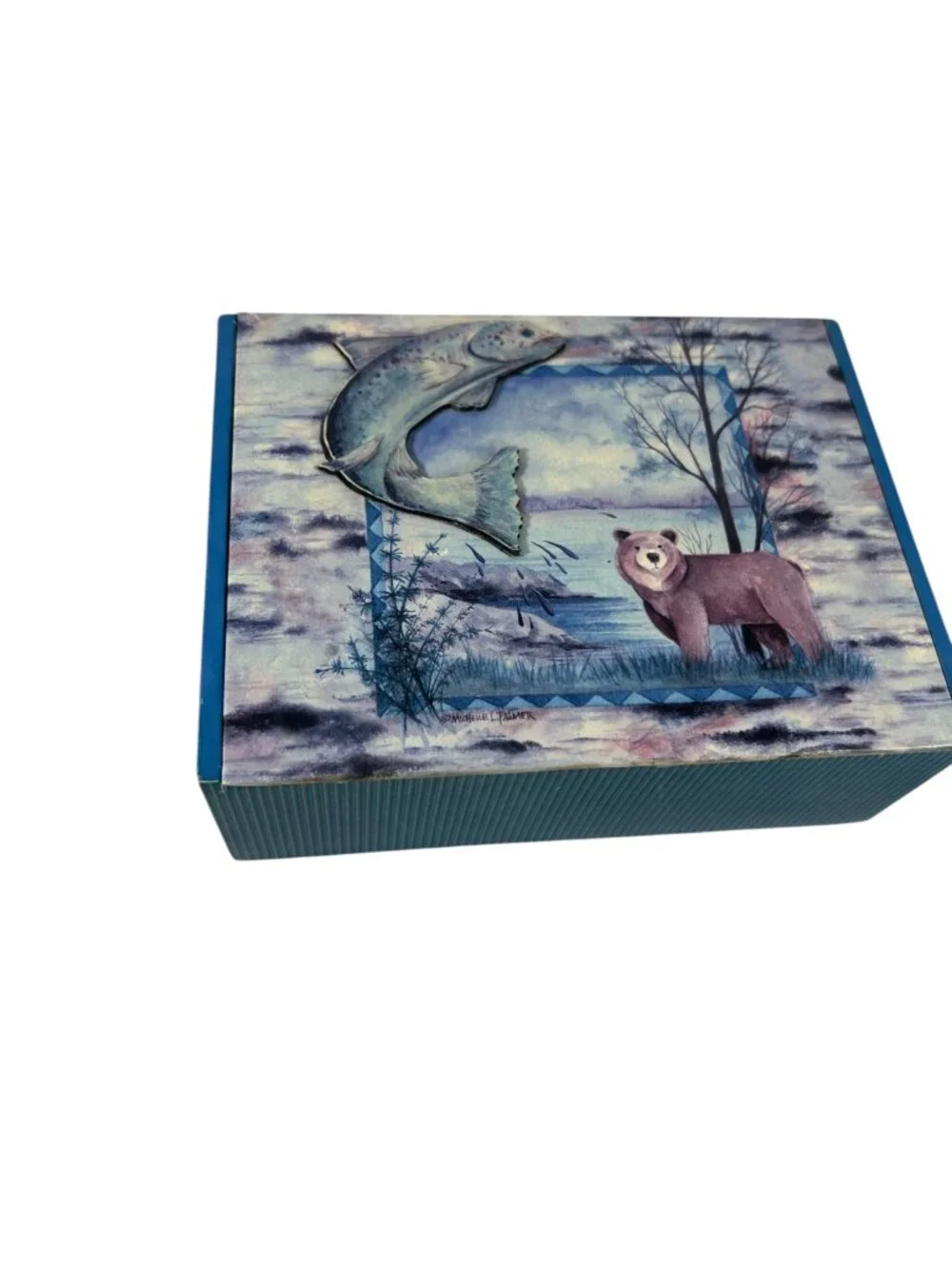 Creative Papers Salmon Lodge 9 Blank Notecards 3D Fish Bear Wildlife Box